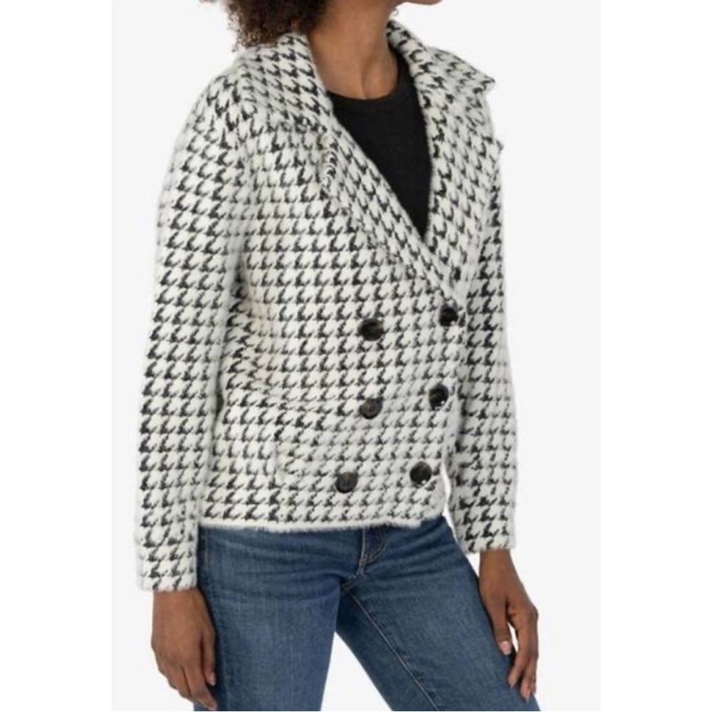 Kut From The Kloth Aaliyah Double Breasted Houndstooth Jacket‎ Large Stretch